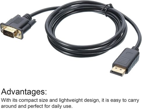 MECCANIXITY Display Port (DP) to VGA Cable 6FT Video Cable External 1080P HD VGA Device Support Computers for Projectors, Monitor, Extended Desktop in Saudi Arabia