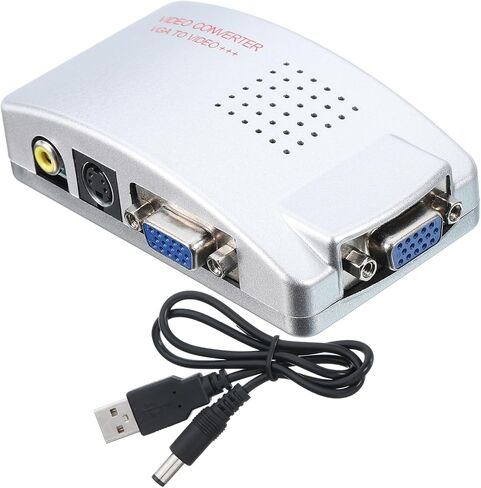 محول MECCANIXITY VGA إلى S-Video+AV مع سلك إمداد الطاقة وصندوق كابل فيديو ABS خارجي عالي الدقة لجهاز VGA للتلفزيون عالي الدقة والشاشة وجهاز العرض in Saudi Arabia