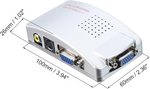 محول MECCANIXITY VGA إلى S-Video+AV مع سلك إمداد الطاقة وصندوق كابل فيديو ABS خارجي عالي الدقة لجهاز VGA للتلفزيون عالي الدقة والشاشة وجهاز العرض in Saudi Arabia