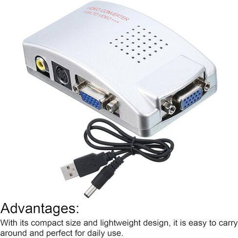 محول MECCANIXITY VGA إلى S-Video+AV مع سلك إمداد الطاقة وصندوق كابل فيديو ABS خارجي عالي الدقة لجهاز VGA للتلفزيون عالي الدقة والشاشة وجهاز العرض in Saudi Arabia