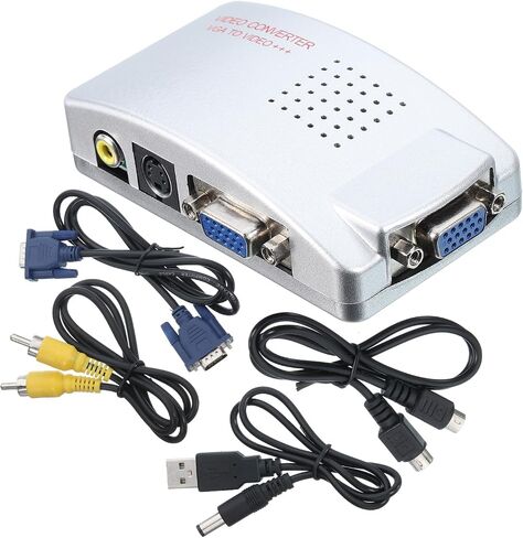 محول MECCANIXITY VGA إلى S-Video+AV مع 4 أسلاك مجموعة كاملة من كابل فيديو ABS صندوق خارجي HD VGA لجهاز HDTV والشاشة وجهاز العرض in Saudi Arabia