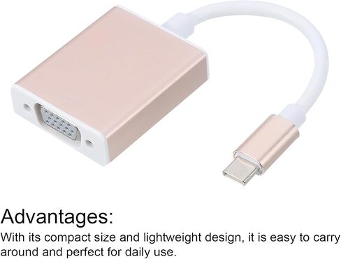 MECCANIXITY نوع C إلى محول VGA صندوق كابل فيديو ألومنيوم خارجي HD VGA جهاز ذهبي اللون للتلفزيون والشاشة وجهاز العرض والوسادة in Saudi Arabia