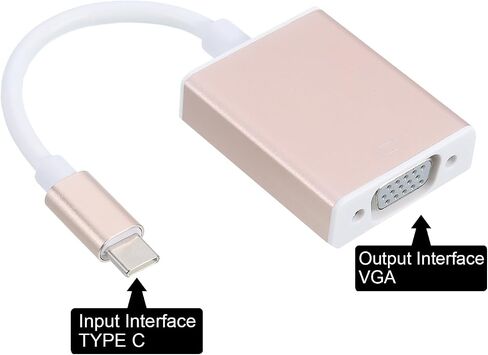 MECCANIXITY نوع C إلى محول VGA صندوق كابل فيديو ألومنيوم خارجي HD VGA جهاز ذهبي اللون للتلفزيون والشاشة وجهاز العرض والوسادة in Saudi Arabia