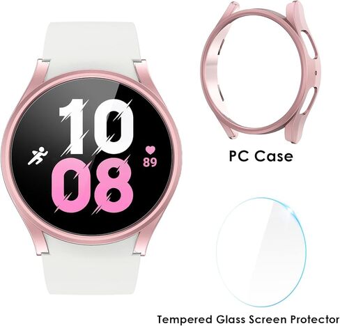 [6+6 𝙋𝙖𝙘𝙠] واقي شاشة Galaxy Watch 5 وحافظة 44 مم، طبقة غطاء وجه من الزجاج المقوى المضاد للضباب NANW + ملحقات حافظة صلبة شاملة من البولي كربونات متوافقة مع Samsung Galaxy Watch 4&5 in Kuwait