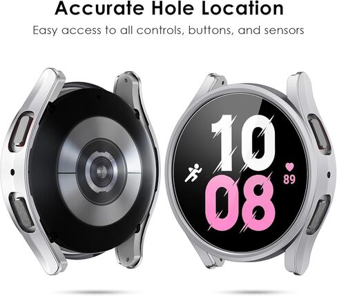 [6+6 𝙋𝙖𝙘𝙠] واقي شاشة Galaxy Watch 5 وحافظة 44 مم، طبقة غطاء وجه من الزجاج المقوى المضاد للضباب NANW + ملحقات حافظة صلبة شاملة من البولي كربونات متوافقة مع Samsung Galaxy Watch 4&5 in Kuwait