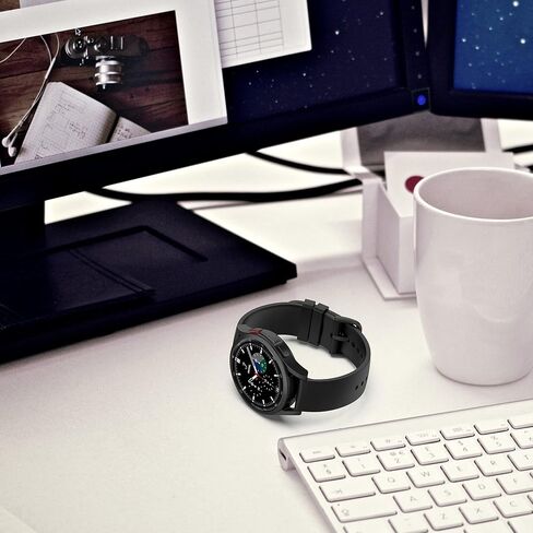 Suoman لساعة Samsung Galaxy Watch 4 Classic 42mm/46mm، Galaxy Watch 4 5 6 40mm/44mm، Galaxy Watch 5 Pro 45mm Band، 20mm قابل للتعديل حزام بديل من السيليكون الناعم لساعة Galaxy Watch4/5/6 جميع الموديلات-أسود in Saudi Arabia
