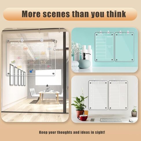 Acrylic Calendar for Fridge, Magnetic Fridge Calendar,2Pcs Clear Dry Erase Board for Refrigerator, Memo(12 * 8") Meal Planner(12 * 8"), Include All Accessories for Different Scene in Saudi Arabia