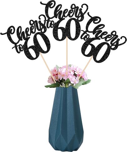 12 عبوة من عصي الهتاف إلى 60 عصا مركزية مجمعة لامعة رقم 60 وستين عيد الميلاد الستين لطاولة عيد الميلاد الستين من العصي المركزية للبهجة حتى عمر 60 عامًا لوازم حفلات عيد الميلاد الستين باللون الأسود in Kuwait