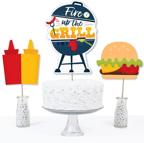 Big Dot of Happiness Fire Up the Grill - أعواد مركزية لحفلات الشواء الصيفية - أغطية الطاولة - مجموعة من 15 قطعة in Saudi Arabia