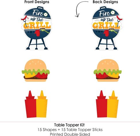 Big Dot of Happiness Fire Up the Grill - أعواد مركزية لحفلات الشواء الصيفية - أغطية الطاولة - مجموعة من 15 قطعة in Saudi Arabia