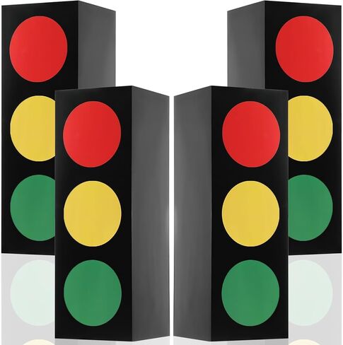 4 قطع من صناديق هدايا إشارات المرور مقاس 17 بوصة، صناديق نقل للقطع المركزية، صندوق هدايا إشارات المرور، أغطية الطاولات لموضوع السيارة وحفلات أعياد الميلاد وصناديق هدايا حفلات أعياد الميلاد وصناديق الهدايا الجيدة in Kuwait