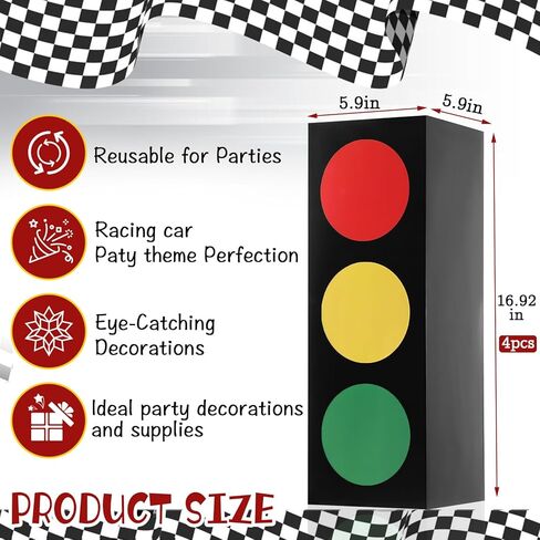 4 قطع من صناديق هدايا إشارات المرور مقاس 17 بوصة، صناديق نقل للقطع المركزية، صندوق هدايا إشارات المرور، أغطية الطاولات لموضوع السيارة وحفلات أعياد الميلاد وصناديق هدايا حفلات أعياد الميلاد وصناديق الهدايا الجيدة in Kuwait