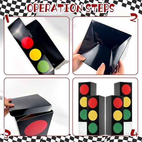 4 قطع من صناديق هدايا إشارات المرور مقاس 17 بوصة، صناديق نقل للقطع المركزية، صندوق هدايا إشارات المرور، أغطية الطاولات لموضوع السيارة وحفلات أعياد الميلاد وصناديق هدايا حفلات أعياد الميلاد وصناديق الهدايا الجيدة in Kuwait