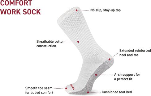 Wolverine Men's Cotton Comfort Crew Socks - 6 Pairs - Breathable Arch Support in Saudi Arabia