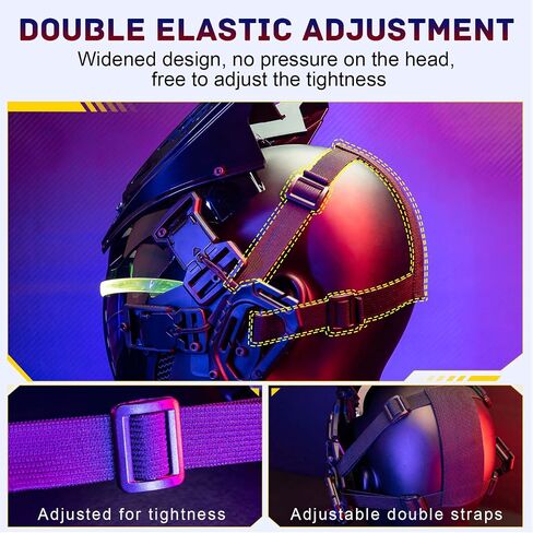 Adjustable lights Punk Mask Helmet,Futuristic Techwear Mask,Halloween Cosplay Fit Party Music Festival Accessories in Saudi Arabia