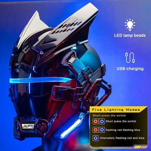 Adjustable lights Punk Mask Helmet,Futuristic Techwear Mask,Halloween Cosplay Fit Party Music Festival Accessories in Saudi Arabia