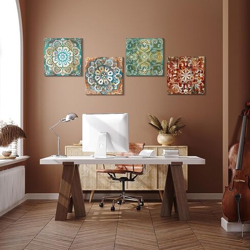 Bedroom Decor Canvas Wall Art Flower Pattern Prints Bathroom Abstract Pictures Modern Navy Framed Wall Decor Artwork for Walls Hang for Bedroom 4 Pieces Wall Decoration Size 14x14 Each Panel in Saudi Arabia