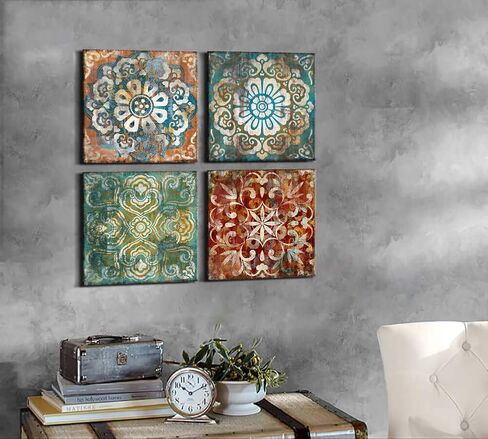Bedroom Decor Canvas Wall Art Flower Pattern Prints Bathroom Abstract Pictures Modern Navy Framed Wall Decor Artwork for Walls Hang for Bedroom 4 Pieces Wall Decoration Size 14x14 Each Panel in Saudi Arabia