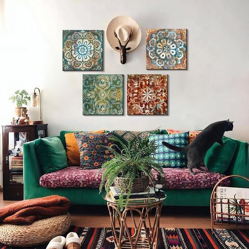 Bedroom Decor Canvas Wall Art Flower Pattern Prints Bathroom Abstract Pictures Modern Navy Framed Wall Decor Artwork for Walls Hang for Bedroom 4 Pieces Wall Decoration Size 14x14 Each Panel in Saudi Arabia