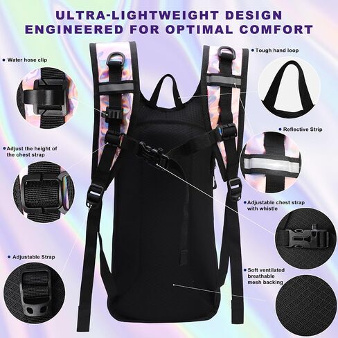 Hydration Backpack,Water Backpack with 2L Water Bladder,Festival Essential-Rave Hydration Pack,Lightweight Insulation Hydropack for Outdoor,Hiking,Running,Biking,Music Festival for Men Women in Kuwait