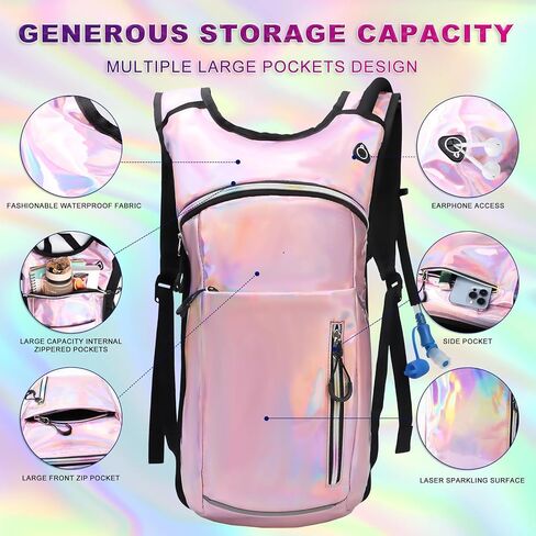 Hydration Backpack,Water Backpack with 2L Water Bladder,Festival Essential-Rave Hydration Pack,Lightweight Insulation Hydropack for Outdoor,Hiking,Running,Biking,Music Festival for Men Women in Kuwait