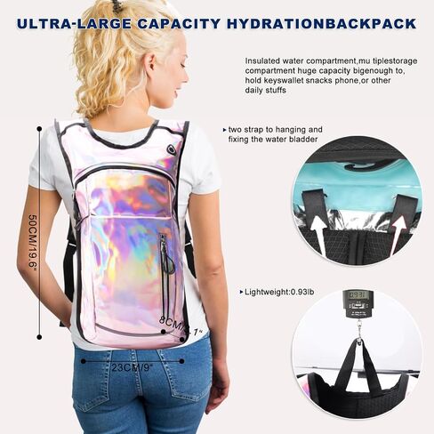 Hydration Backpack,Water Backpack with 2L Water Bladder,Festival Essential-Rave Hydration Pack,Lightweight Insulation Hydropack for Outdoor,Hiking,Running,Biking,Music Festival for Men Women in Kuwait