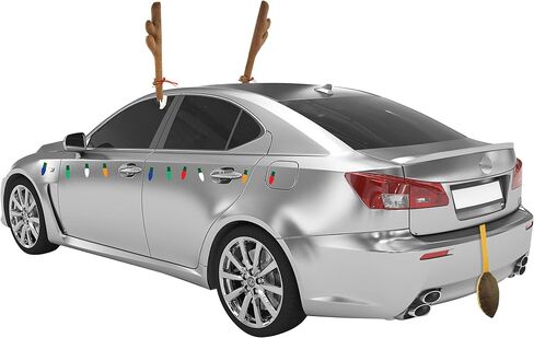 Reindeer Car Set With Festive Magnets - Reindeer Car Antlers, Tail, Light-Up Nose & (10) Festive Magnets Set (Reindeer Set W/Magnets) in Saudi Arabia