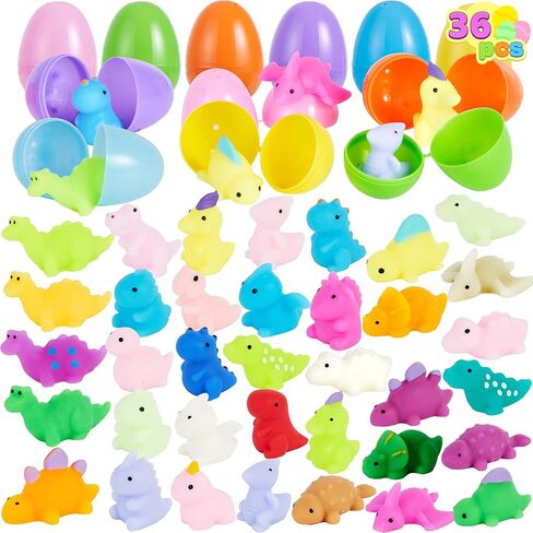 JOYIN 36 PCS Prefilled Easter Eggs with Dinosaur Mochi Squishy Toys,Kawaii Mochi Squishy Toy Stress Relief Toys Filled Plastic Easter Eggs for Easter Basket Stuffers Party Favor Egg Hunt for Kids in Saudi Arabia