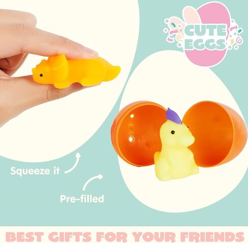 JOYIN 36 PCS Prefilled Easter Eggs with Dinosaur Mochi Squishy Toys,Kawaii Mochi Squishy Toy Stress Relief Toys Filled Plastic Easter Eggs for Easter Basket Stuffers Party Favor Egg Hunt for Kids in Saudi Arabia