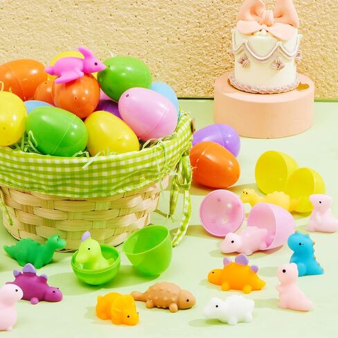 JOYIN 36 PCS Prefilled Easter Eggs with Dinosaur Mochi Squishy Toys,Kawaii Mochi Squishy Toy Stress Relief Toys Filled Plastic Easter Eggs for Easter Basket Stuffers Party Favor Egg Hunt for Kids in Saudi Arabia