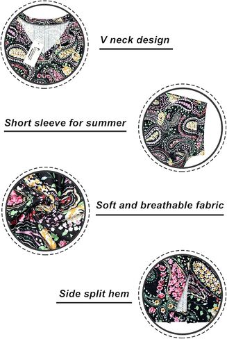 Plus-Size Tops for Women Short Sleeve Eyelet Shirts V Neck Side Split Tunics XL-5XL in Saudi Arabia