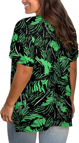 Plus-Size Tops for Women Short Sleeve Eyelet Shirts V Neck Side Split Tunics XL-5XL in Saudi Arabia
