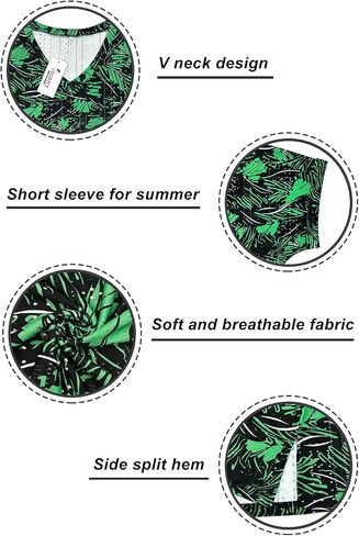 Plus-Size Tops for Women Short Sleeve Eyelet Shirts V Neck Side Split Tunics XL-5XL in Saudi Arabia