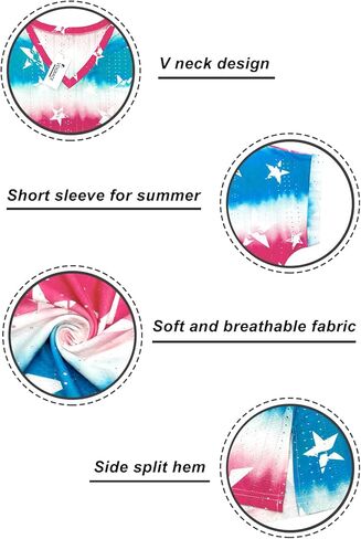 Plus-Size Tops for Women Short Sleeve Eyelet Shirts V Neck Side Split Tunics XL-5XL in Kuwait