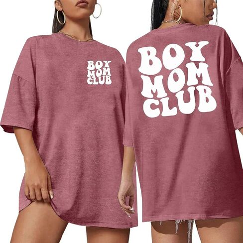 تي شيرت Boy Mom Club قميص ماما فاشن جرافيك تي شيرت هدايا الأم تي شيرت كاجوال بأكمام قصيرة تي شيرت in Saudi Arabia