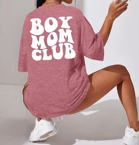 تي شيرت Boy Mom Club قميص ماما فاشن جرافيك تي شيرت هدايا الأم تي شيرت كاجوال بأكمام قصيرة تي شيرت in Saudi Arabia