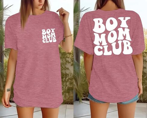 تي شيرت Boy Mom Club قميص ماما فاشن جرافيك تي شيرت هدايا الأم تي شيرت كاجوال بأكمام قصيرة تي شيرت in Saudi Arabia