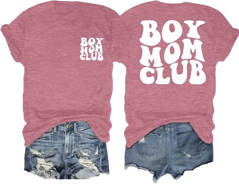 تي شيرت Boy Mom Club قميص ماما فاشن جرافيك تي شيرت هدايا الأم تي شيرت كاجوال بأكمام قصيرة تي شيرت in Saudi Arabia