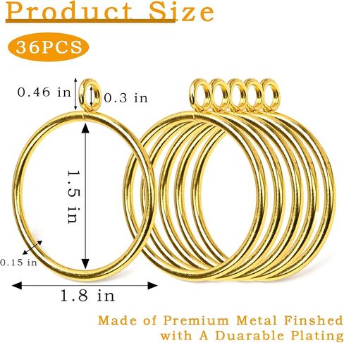 Decorative Window Curtain Rings, Gold Plated Metal Curtain Holdbacks for Drapery Rods,36 Pack (1.25 Inches Inner Diameter) in Saudi Arabia