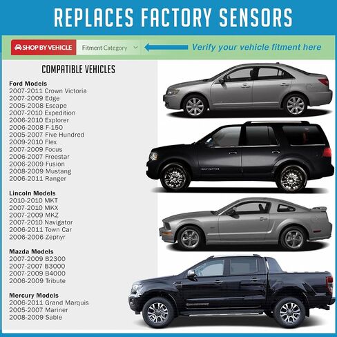 مستشعر ضغط الإطارات PDQ TPMS 315 MHZ 4 عبوات مطاطية في الجذع لسيارة Ford Lincoln Mercury الاستبدال المباشر للجزء OE # 6F2Z1A189A | 7L1Z1A189A in Saudi Arabia