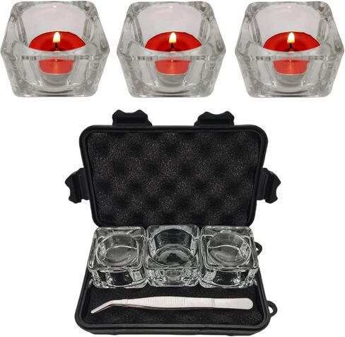 Glass Tea Light Candle Holders, a Stainless Steel Tweezers, Shockproof Box Included for Easy Storage and Transport, Ideal for Camping and Travel (Candles not Included) (Heart-Shaped) in Saudi Arabia