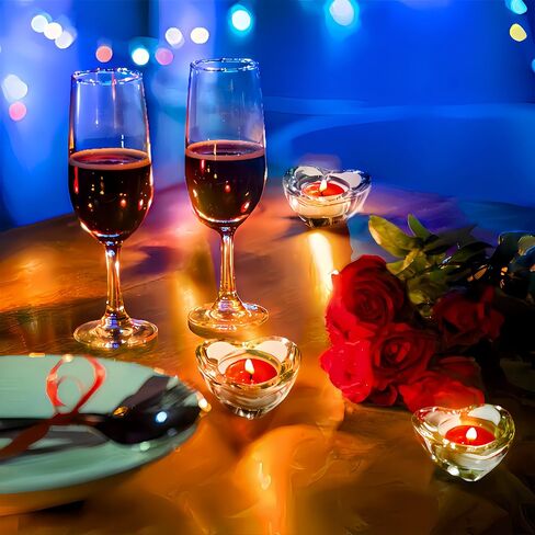 Glass Tea Light Candle Holders, a Stainless Steel Tweezers, Shockproof Box Included for Easy Storage and Transport, Ideal for Camping and Travel (Candles not Included) (Heart-Shaped) in Saudi Arabia