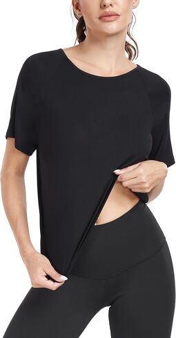 Donnalla 3 Pack Workout Tops for Women Loose Basic Cropped Tops Short Sleeve Split Back Yoga Shirts Running Gym Athletic in Saudi Arabia