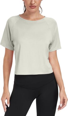 Donnalla 3 Pack Workout Tops for Women Loose Basic Cropped Tops Short Sleeve Split Back Yoga Shirts Running Gym Athletic in Kuwait