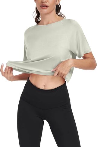 Donnalla 3 Pack Workout Tops for Women Loose Basic Cropped Tops Short Sleeve Split Back Yoga Shirts Running Gym Athletic in Kuwait