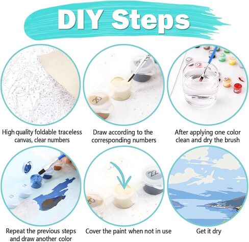 مجموعة الطلاء بالأرقام السهلة من didfig للبالغين المبتدئين، مجموعة ألوان الطلاء بالأرقام البسيطة DIY للبالغين والأطفال على ضفاف البحيرة والحرف الفنية للشجرة الوردية مناسبة كهدية لديكور الحائط المنزلي مقاس 16 × 20 بوصة in Kuwait