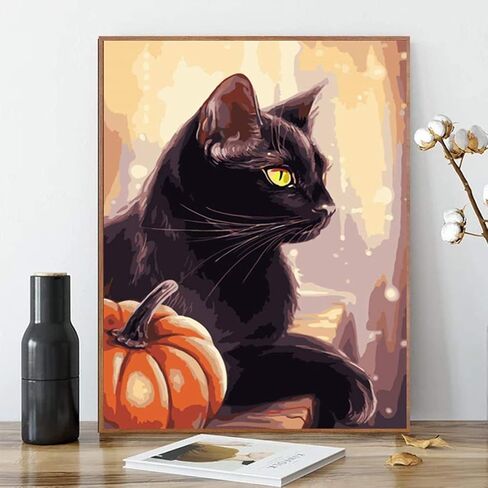 ACENGXI Halloween Paint بواسطة أرقام Halloween DIY Paint بواسطة Numbers Kits Halloween DIY Canvas Paint بواسطة أرقام اليقطين الاكريليك اللوحة ديكور المنزل الطلاء حسب الرقم للبالغين والأطفال ضوء اليقطين 16 × 20 بوصة in Kuwait