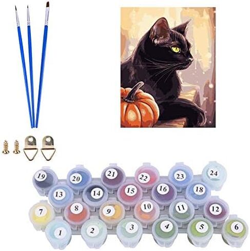 ACENGXI Halloween Paint بواسطة أرقام Halloween DIY Paint بواسطة Numbers Kits Halloween DIY Canvas Paint بواسطة أرقام اليقطين الاكريليك اللوحة ديكور المنزل الطلاء حسب الرقم للبالغين والأطفال ضوء اليقطين 16 × 20 بوصة in Kuwait