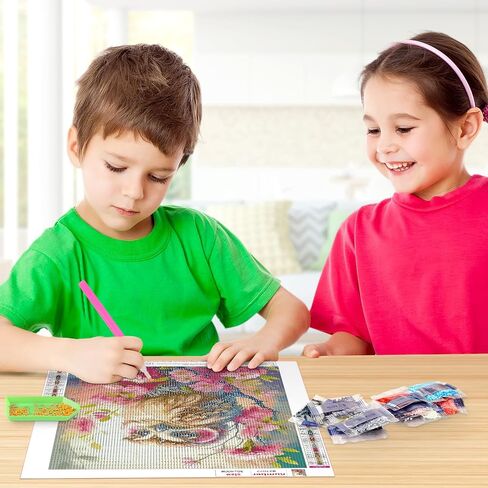 MOBDEA البومة الماس مجموعات الرسم الفني للبالغين، DIY 5D زهرة الماس الفن الطلاء مع الماس جولة الحيوان الحفر الكامل جوهرة الفن مجموعة الطلاء لهدايا ديكور الحائط المنزل 30 × 40 سم in Kuwait