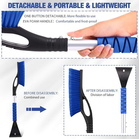 10 Pack 27" Snow Brush and Detachable Ice Scrapers for Car Windshield, Snow Scraper with Comfortable Foam Grip Snow Removal Tool Winter Accessories for Car SUV Truck Winter Accessories, Blue in Saudi Arabia